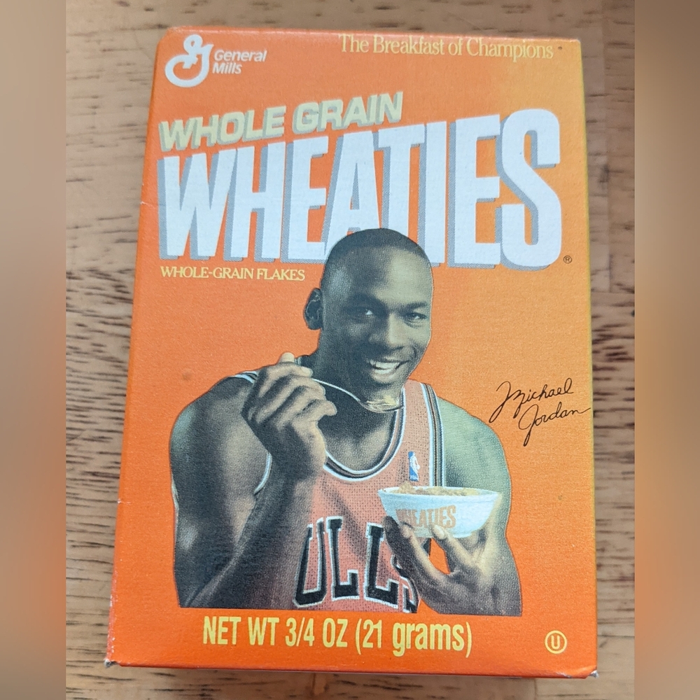 Mini Michael Jordan Wheaties box.